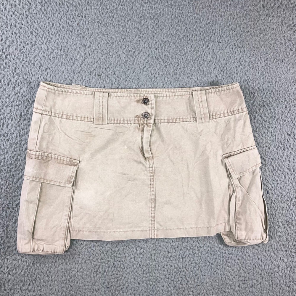 Cargo Mini Skirt Women 12 Low Rise Khaki Tan‎ Utility Y2K Retro Grunge Festival